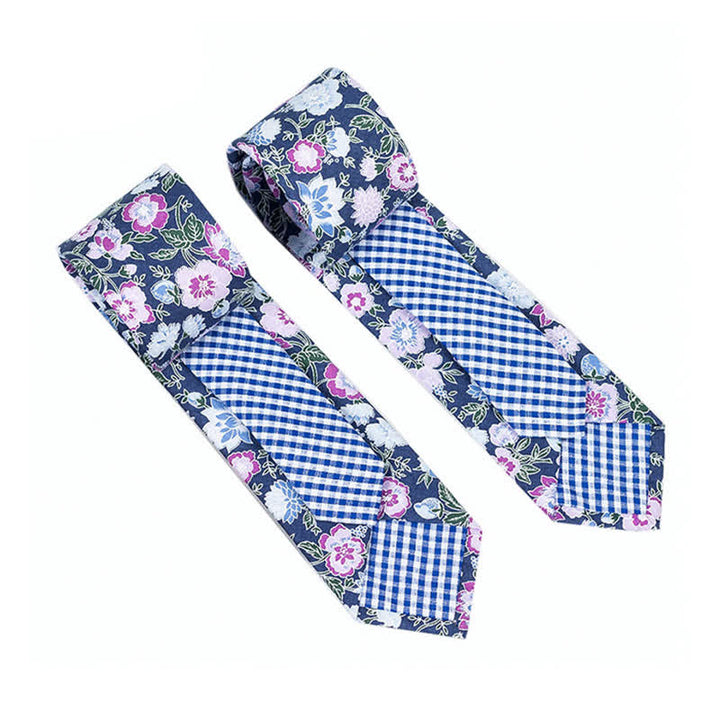 Cravatta da uomo con motivo patchwork floreale a quadri