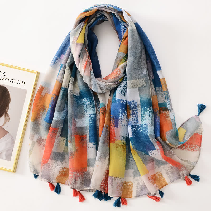 Sciarpa sottile con nappe floreali a farfalla da donna
