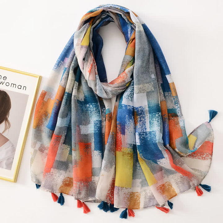 Sciarpa sottile con nappe floreali a farfalla da donna