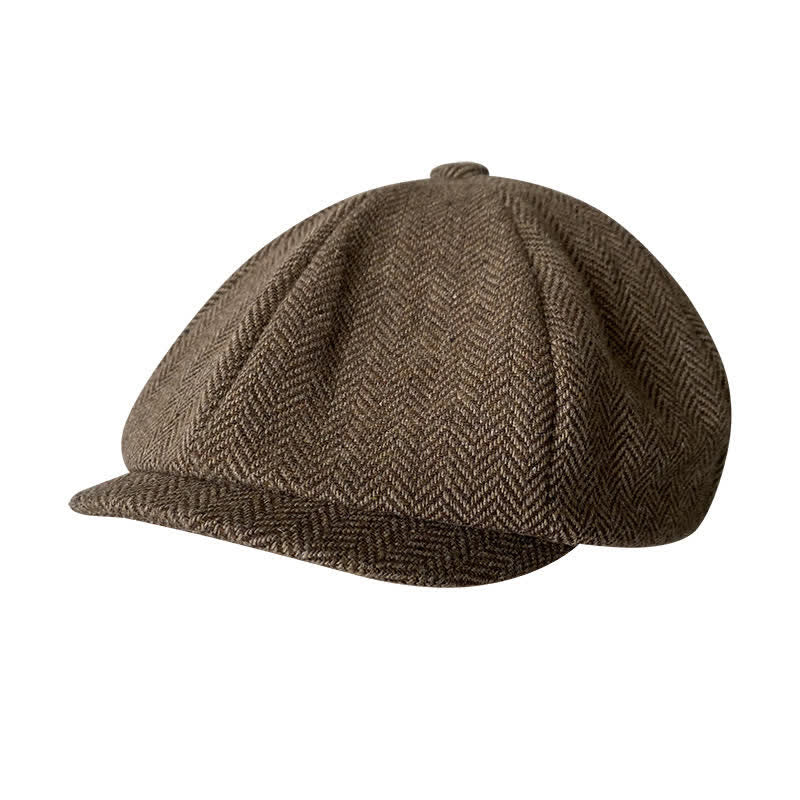 Berretto ottagonale a spina di pesce color caffè - Caffè - Taglia XL (24"-24 1/2") - image 0