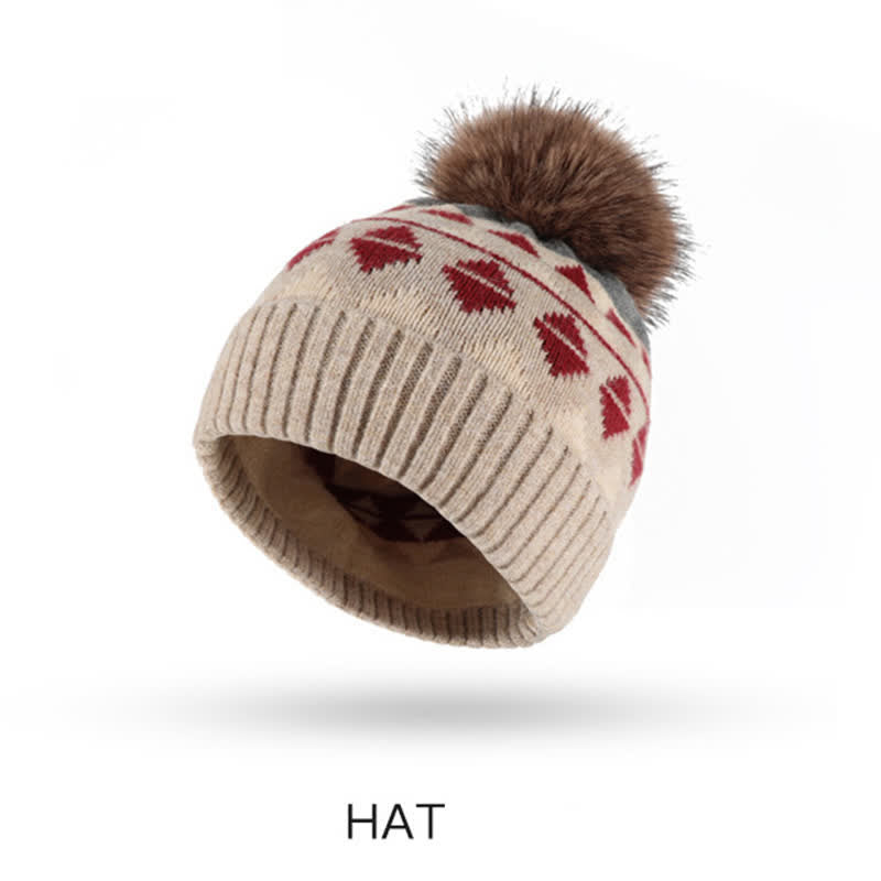 Set di 3 cappelli, sciarpe e guanti con motivo a triangolo da donna