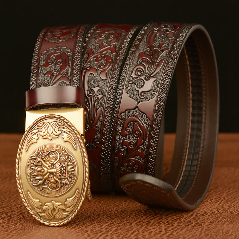 Cintura in pelle con fibbia ellittica a forma di drago da uomo - image 1