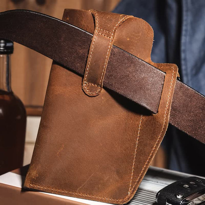 Borsa a tracolla in pelle Crazy Horse minimalista per telefono - image 18