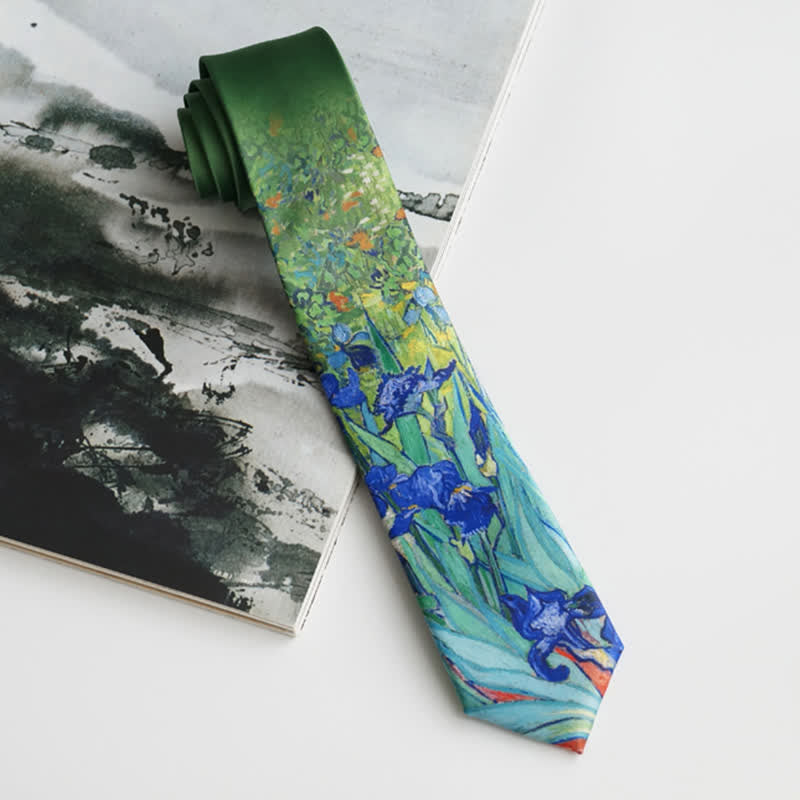 Cravatta da uomo con stampa a olio creativa Iris