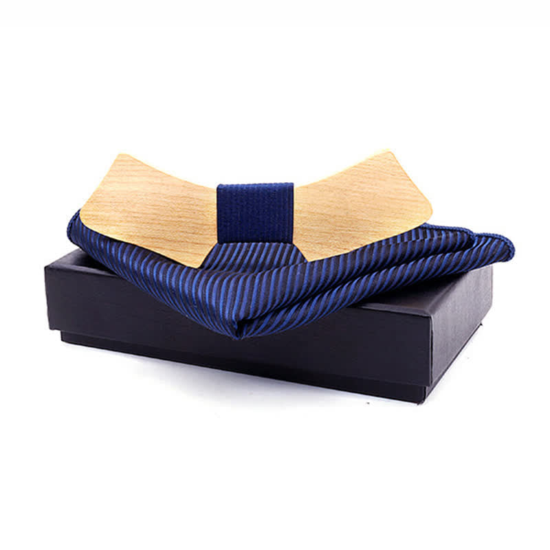 Set di 2 papillon in legno a forma di colletto da uomo