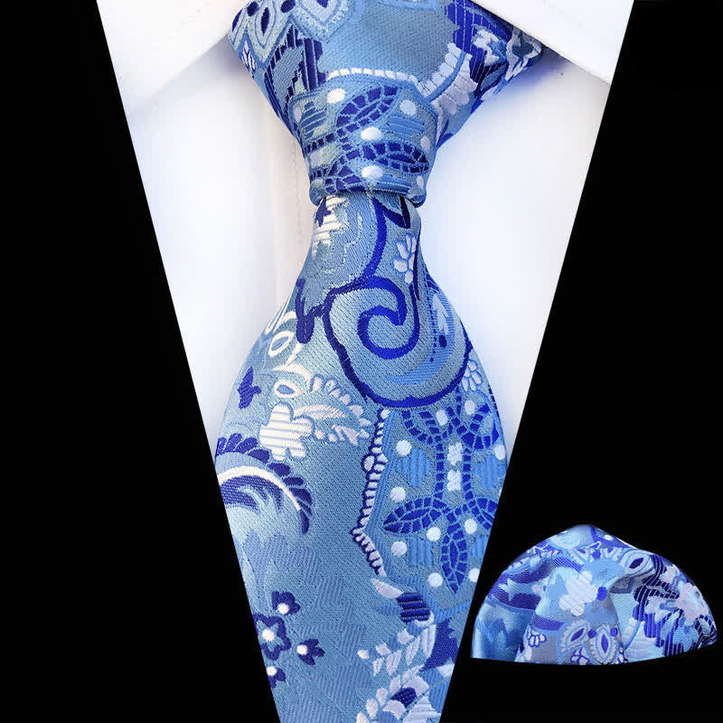 Set di 2 cravatte da uomo con motivo Paisley, colore: blu cielo - Blu cielo - image 0