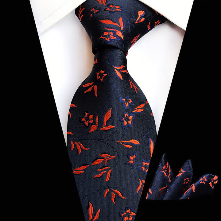 Set di 2 cravatte floreali con fiamma ardente da uomo