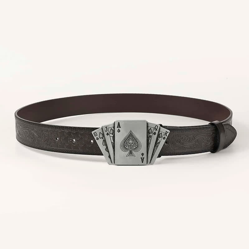 Cintura in pelle da gioco per uomo con carte da gioco e poker