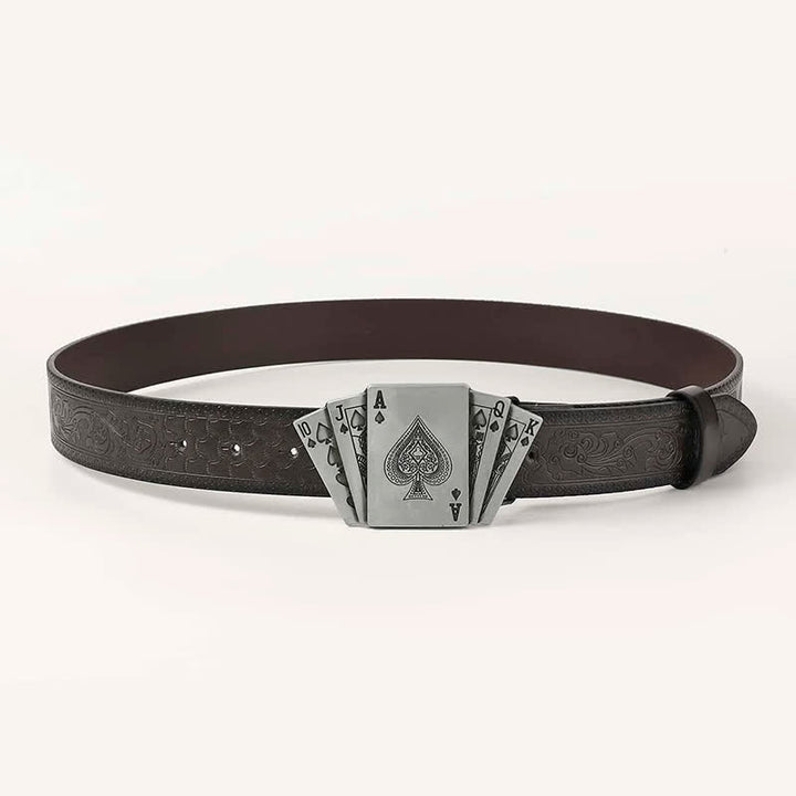 Cintura in pelle da gioco per uomo con carte da gioco e poker