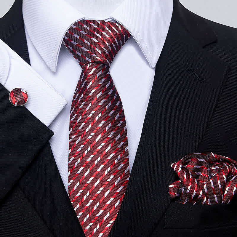 Set di 3 cravatte a righe con geometria da uomo