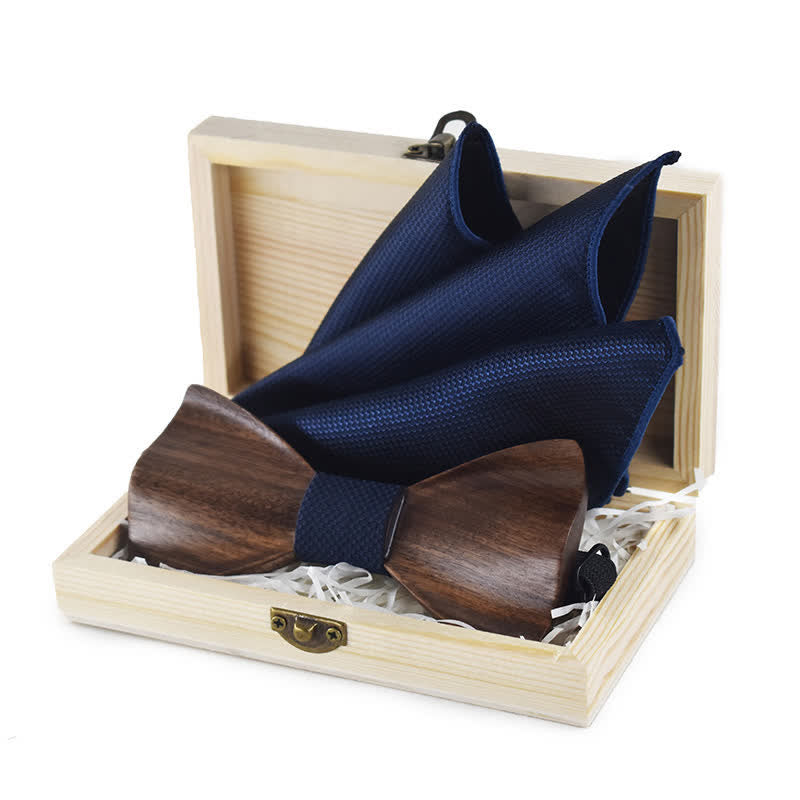 Set di 4 papillon in legno nero vintage da uomo - image 3