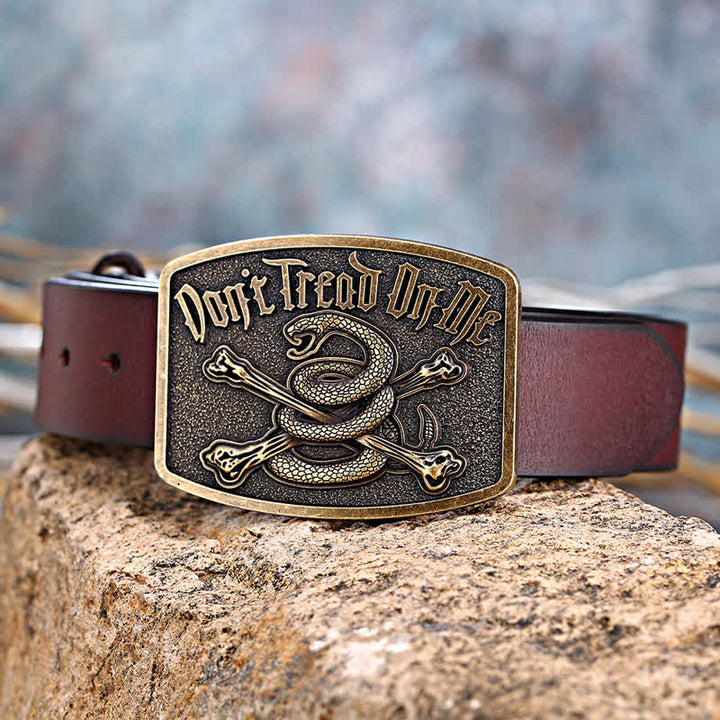 Cintura in pelle con fibbia Attitude Skull Rattlesnake fai da te da uomo