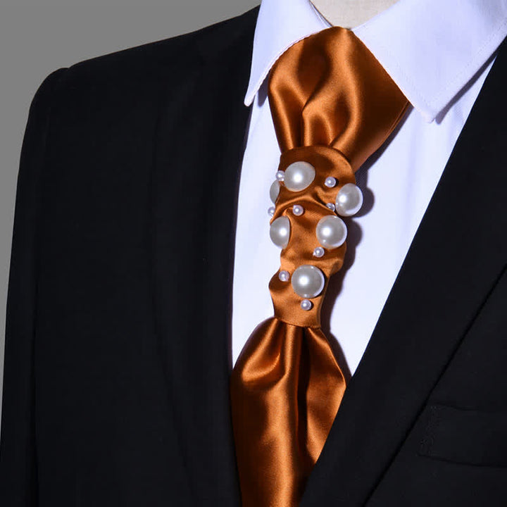 Cravatta da sposa con perle stile vintage da uomo - Arancia - image 17