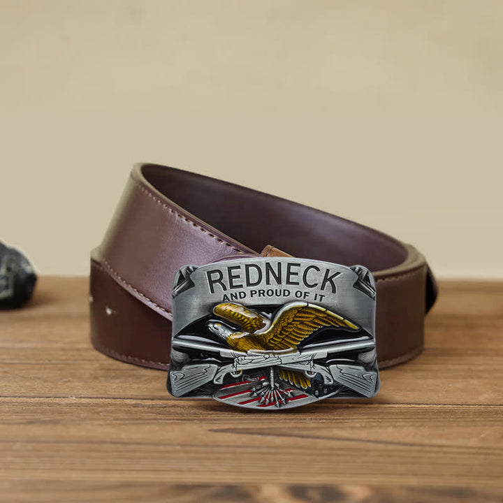 Cintura in pelle con fibbia aquila smaltata Redneck fai da te da uomo