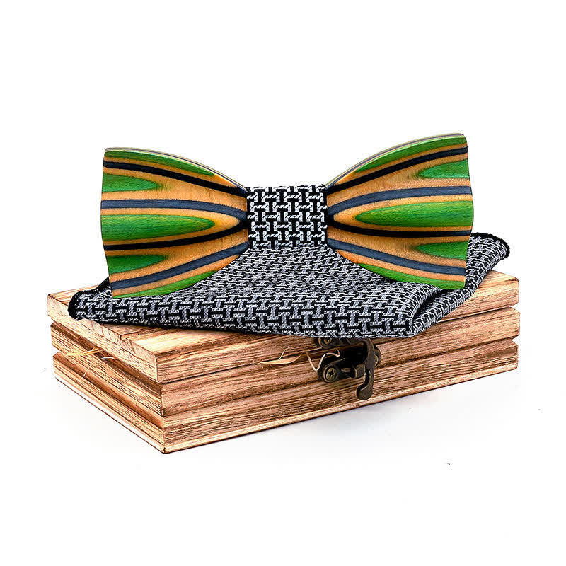 Set di 2 papillon in legno con incisione laser da uomo - Nero - image 2