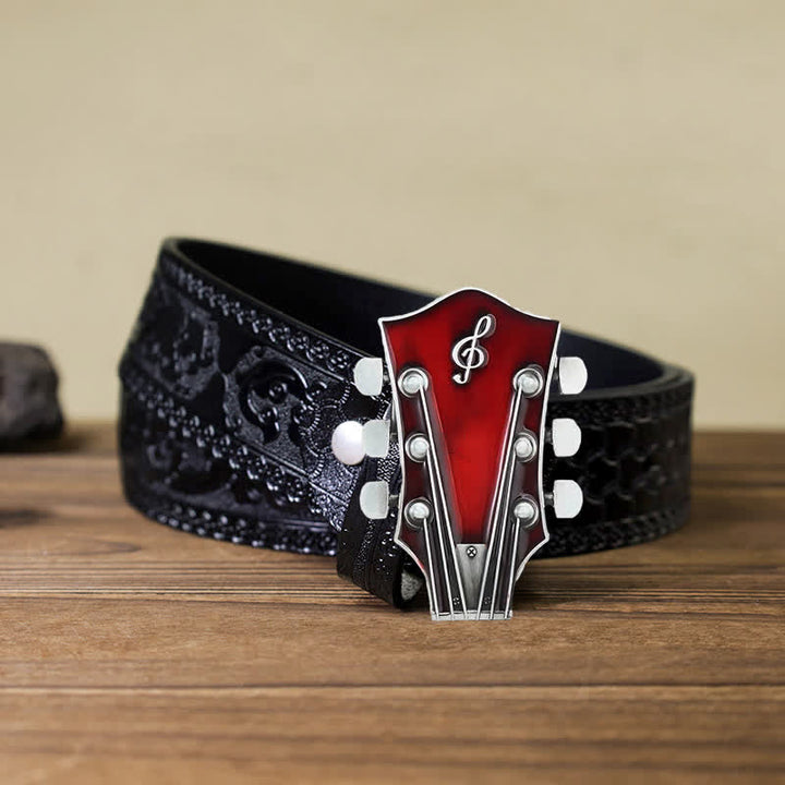 Cintura in pelle con fibbia per paletta di chitarra musicale fai da te da uomo