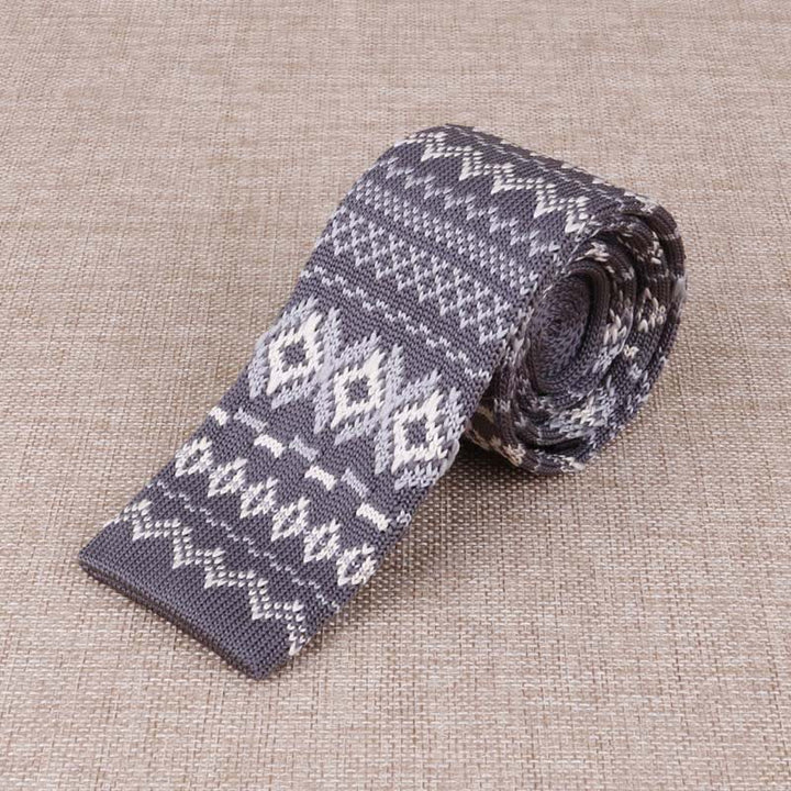Cravatta sottile esotica in maglia da uomo