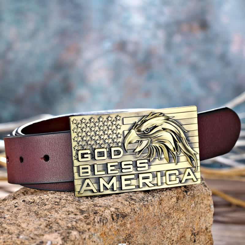 Cintura in pelle fai da te con fibbia God Bless America Eagle da uomo