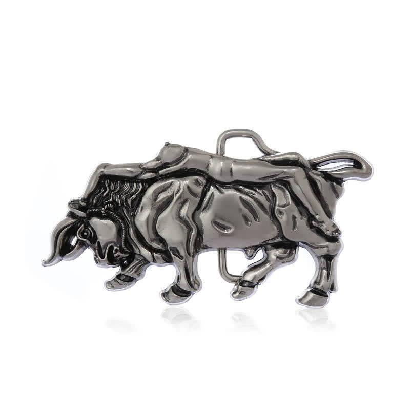 Cintura in pelle con fibbia a forma di toro in argento autentico fai da te da uomo