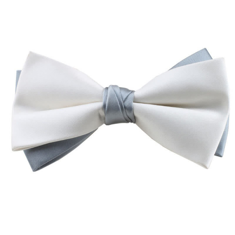 Papillon asimmetrico bicolore da uomo - Bianco e azzurro pallido - image 18