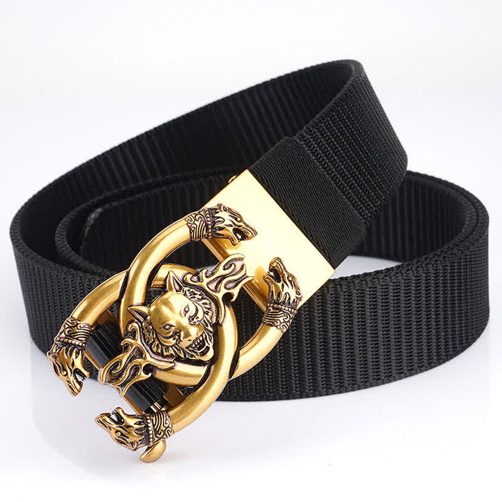 Cintura da uomo in nylon con scritta "Fierce Wolves In Flame" - Nero / Oro - 48" - image 8
