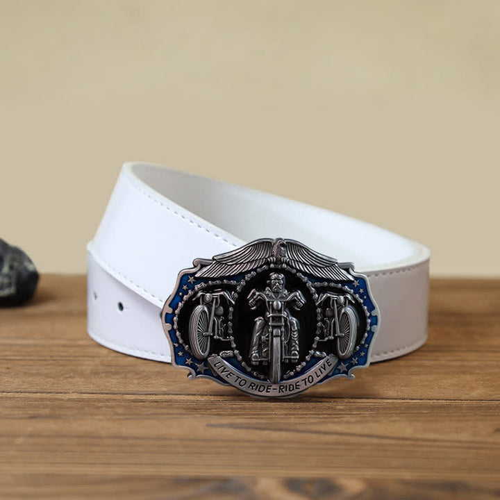 Cintura in pelle con fibbia da motociclista "Live to Ride" fai da te da uomo