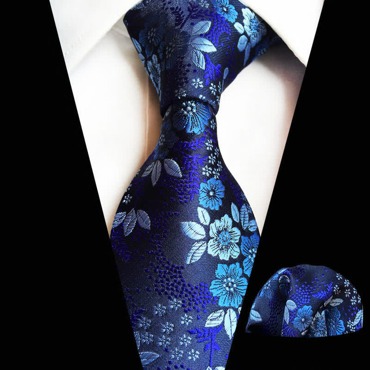 Set di 2 cravatte floreali con fiori di prugna da uomo