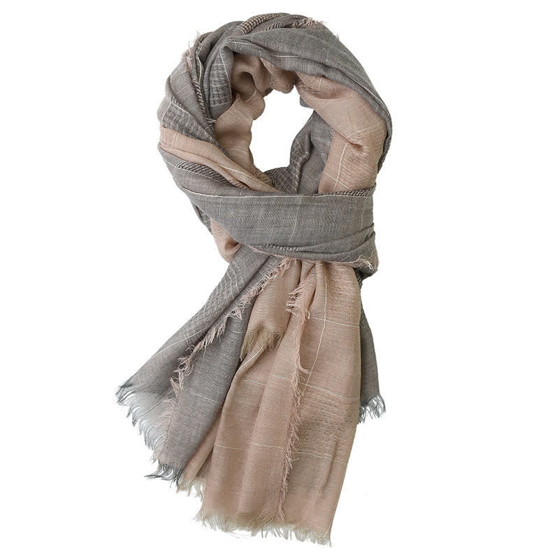 Sciarpa con frange a quadri patchwork bicolore da uomo - Rosa - image 6