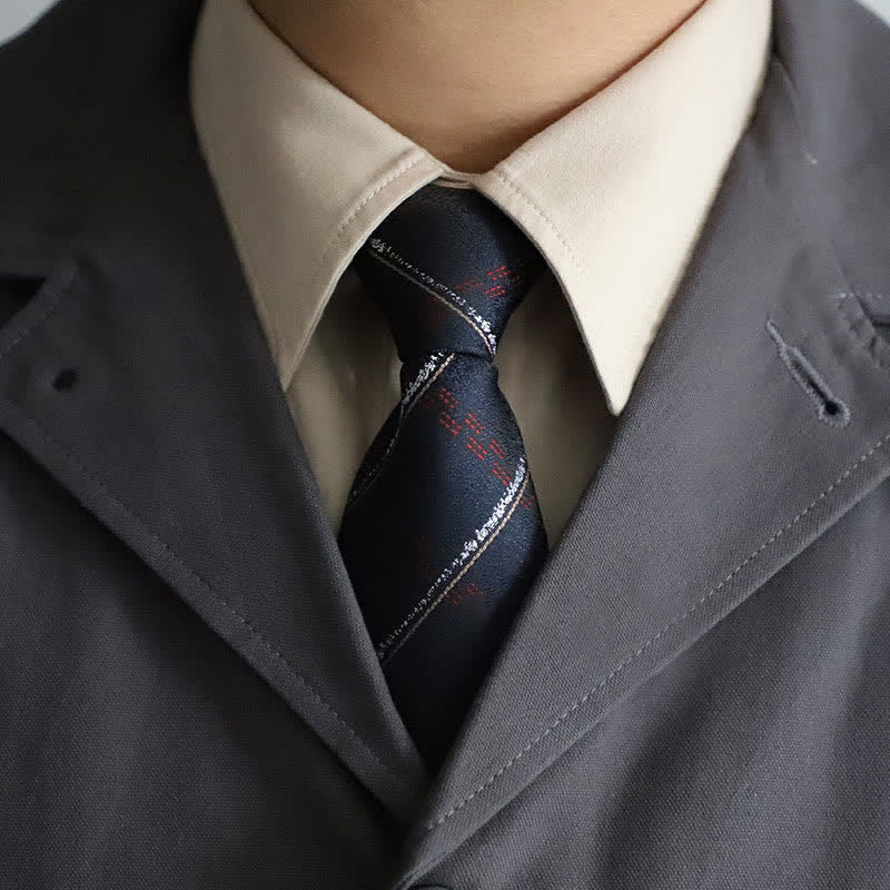 Cravatta elegante con cerniera da uomo, motivo Paisley a righe - A righe blu navy - image 10