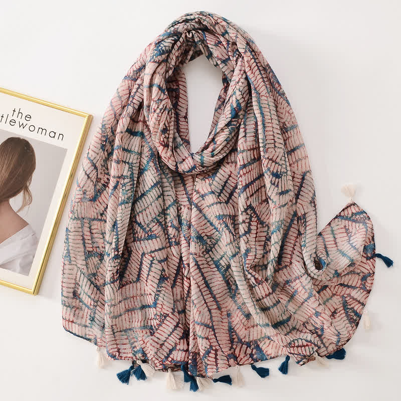 Sciarpa sottile con nappe floreali a farfalla da donna