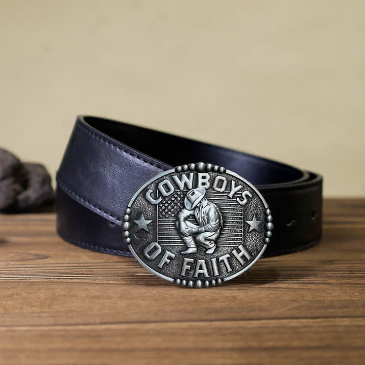 Cintura in pelle con fibbia "Cowboys Of Faith" fai da te da uomo