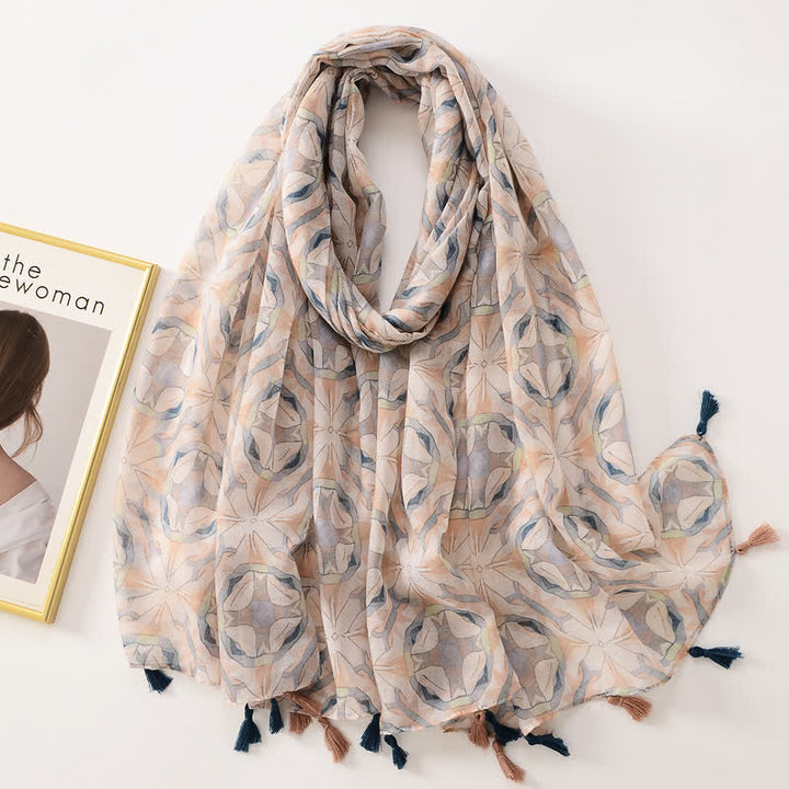 Sciarpa sottile con nappe floreali a farfalla da donna