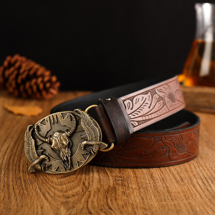 Cintura in pelle vintage Bull &amp; Dual Eagles da uomo