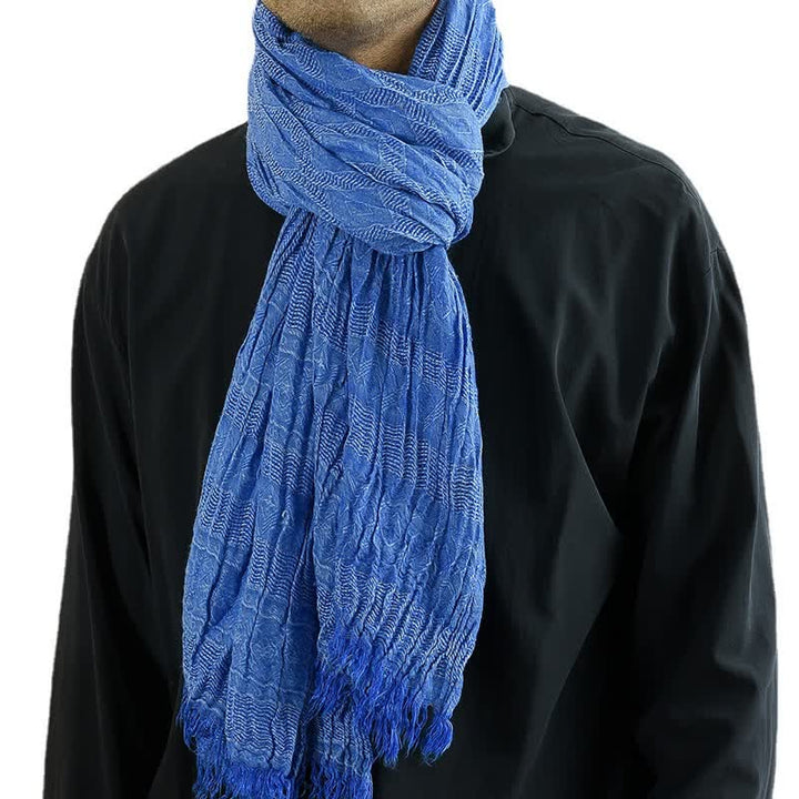 Sciarpa da uomo versatile con bordo grezzo a quadri a rombi - Reale - image 7