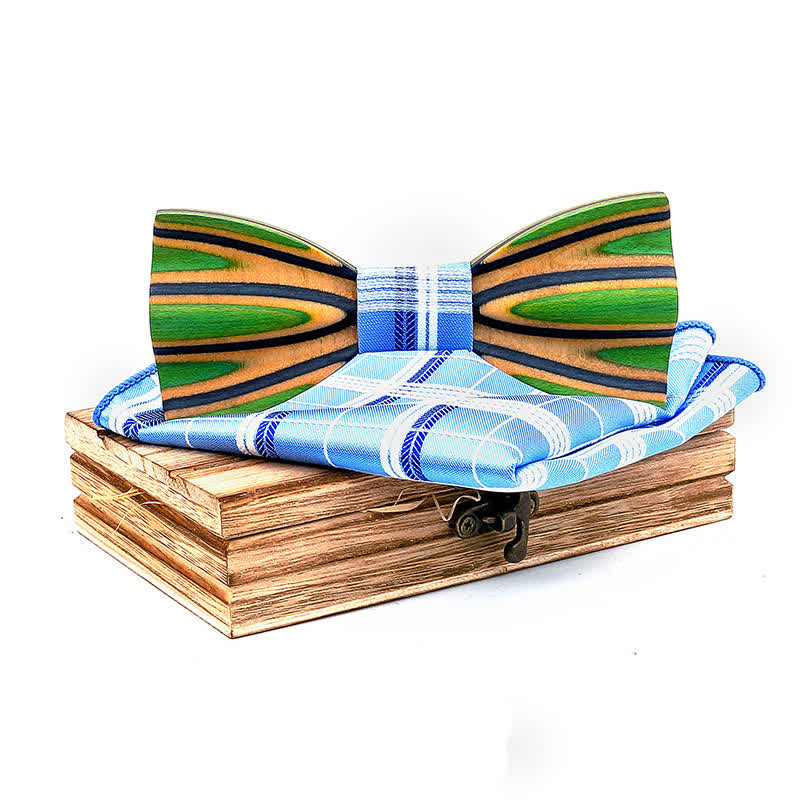 Set di 2 papillon in legno con incisione laser da uomo - Azzurro cielo - image 11