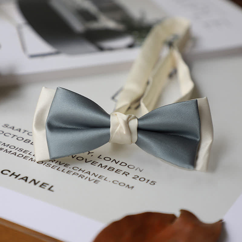Papillon da uomo a doppio strato color macaron e bianco