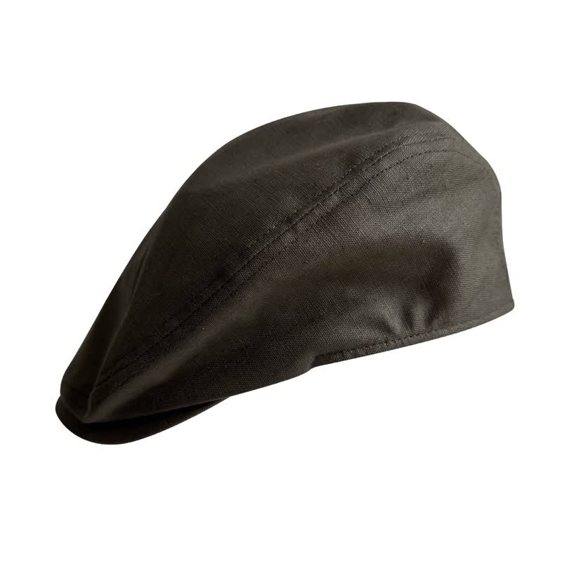 Berretto piatto traspirante verde militare in lino