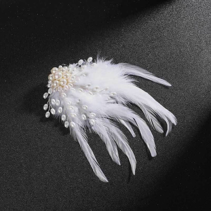 Spilla con piuma di perle e temperamento da donna - Bianco - image 3