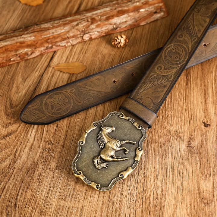 Cintura da uomo in pelle di cavallo da corsa nera e argentata - image 2