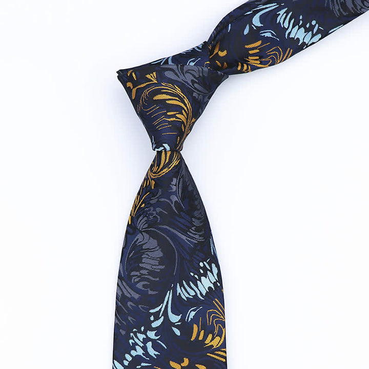 Cravatta da uomo con motivo a righe Paisley e fiori
