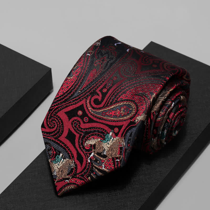 Cravatta da uomo bordeaux con motivo Paisley da equitazione
