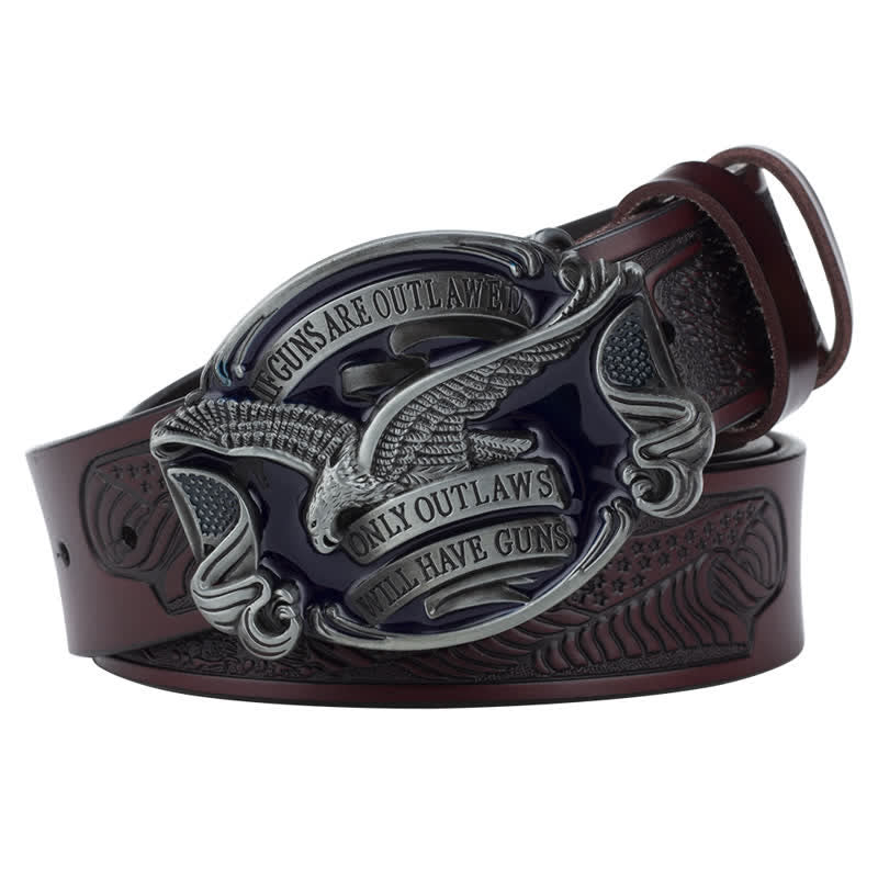 Cintura in pelle con bandiera americana Soaring Eagle da uomo