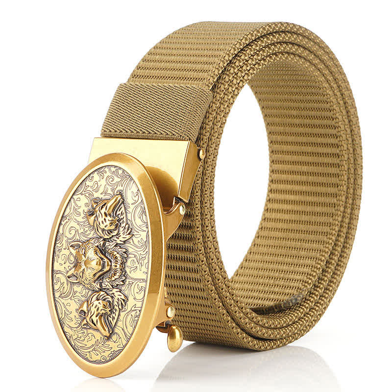 Cintura semplice in nylon Hungry Wolves da uomo - Cachi / Oro - 48" - image 17