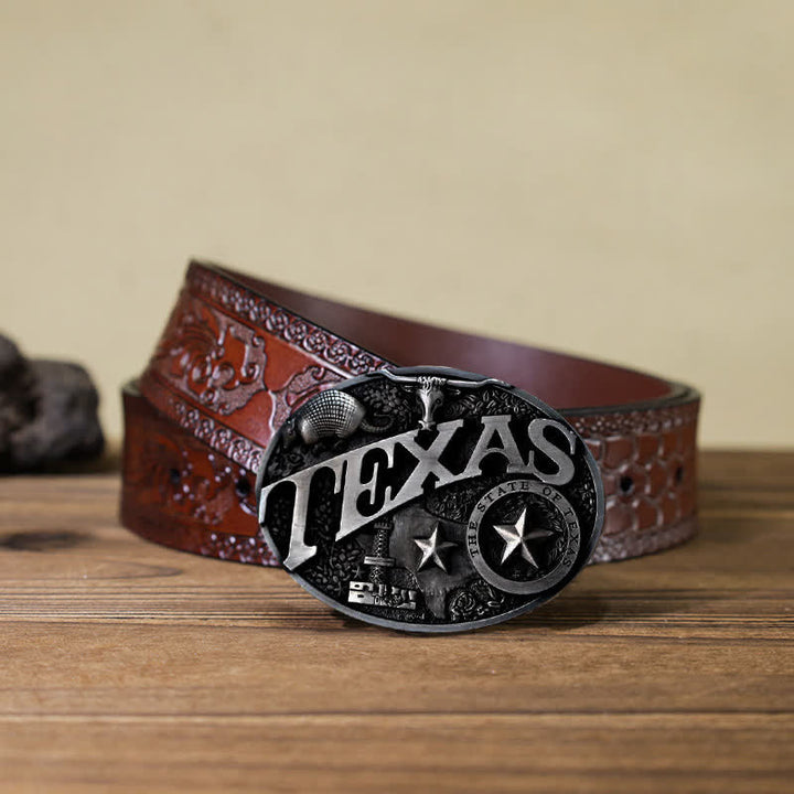 Cintura in pelle con fibbia Texas State Heritage Attitude fai da te da uomo