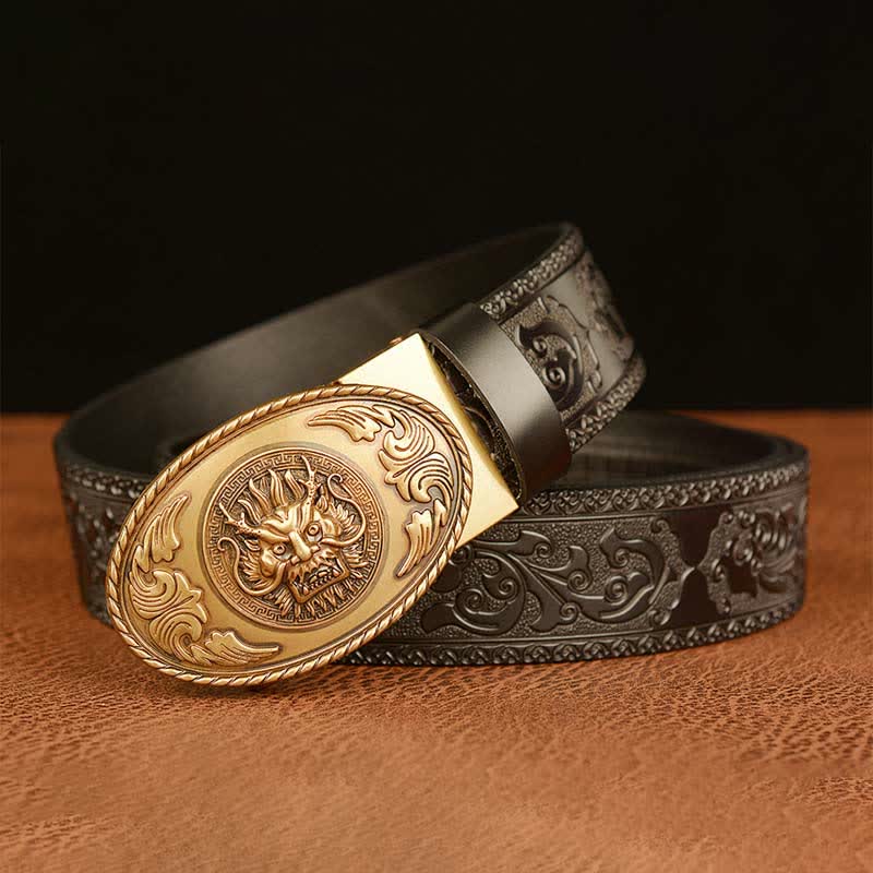 Cintura in pelle con fibbia ellittica a forma di drago da uomo - image 11