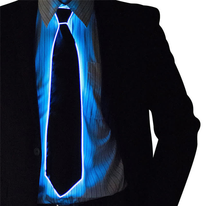 Cravatta luminosa colorata con LED al neon divertente - Blu - image 0