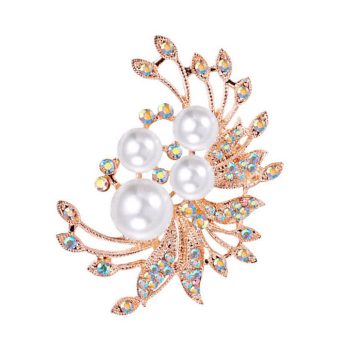 Spilla da donna con perle e fiori di fenice