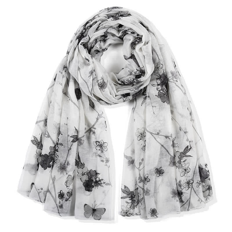 Sciarpa lunga avvolgente con motivo floreale vivace ed elegante da donna - Nero - image 11