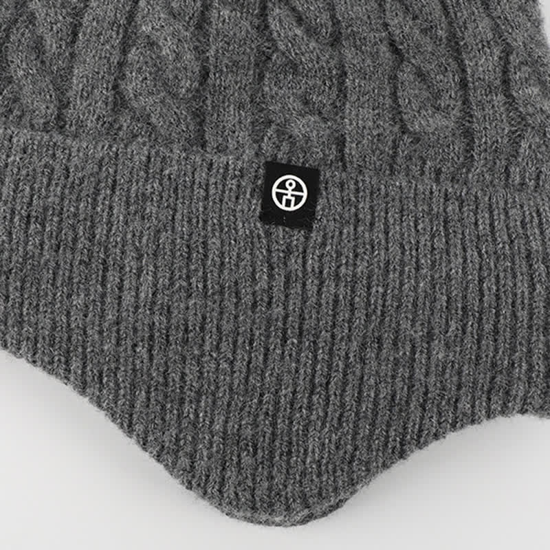 2 pezzi di berretto lavorato a maglia con sciarpa per protezione orecchie da uomo