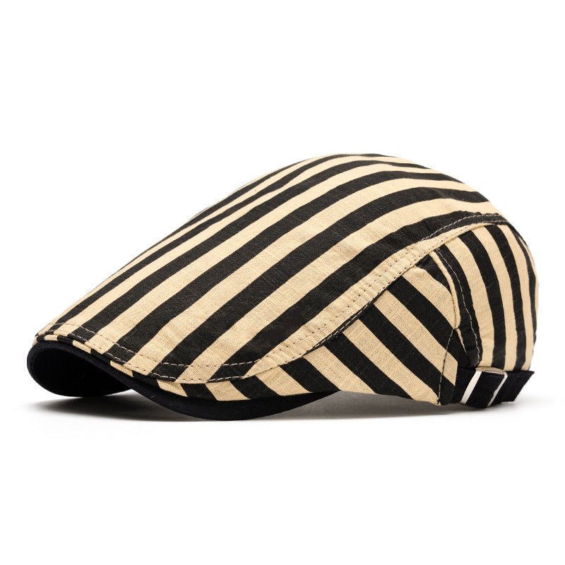 Cappello basco a righe e quadri in puro cotone, moda primavera ed estate - Striscia di cammello - Regolabile (22"-24") - image 18